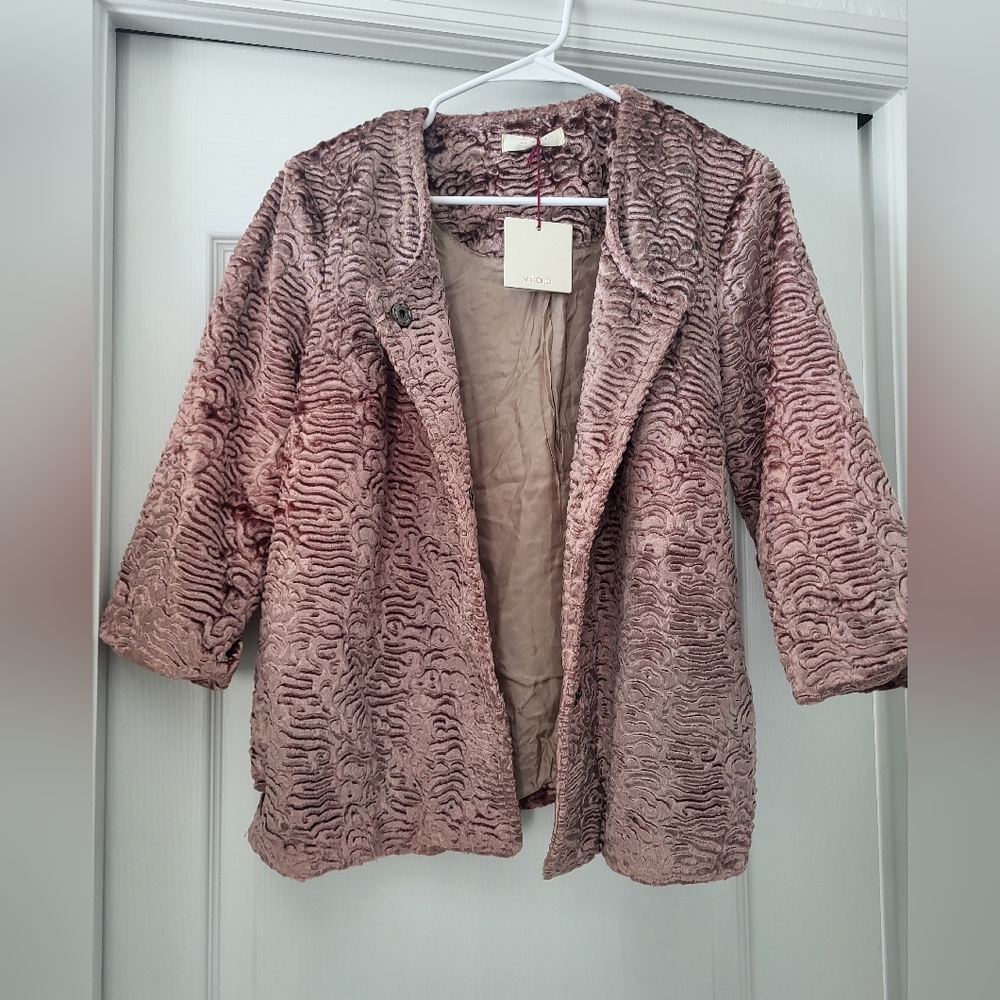 Vicolo Made in Italy Elegant Felt Pink Textured Jacket - L